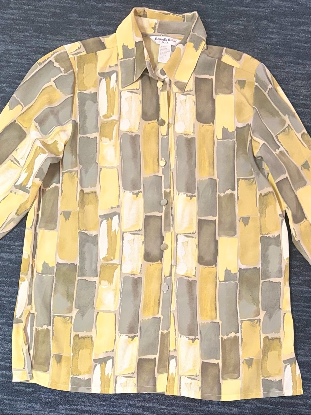 Everly Yellow and Olive Abstract Print Blouse